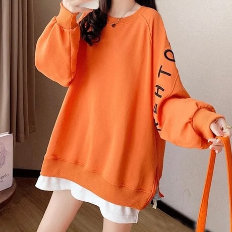 サイドジッパー レタースリーブトップス 3色展開