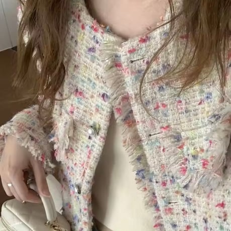 カラフルツイードタッセルジャケット