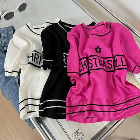 ロゴボーダー サマーニット 3色展開