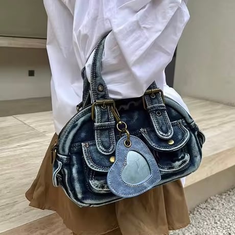 ハートミラーデニムバッグ 3色展開