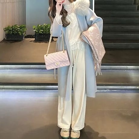 ウールファー ロングコート 3色展開