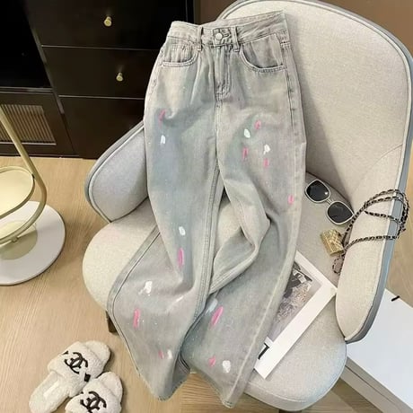 カラーブロッキングデニムパンツ