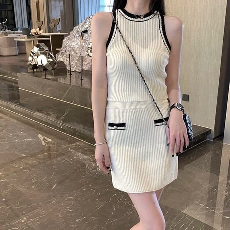 シックラインサマーニット スカートセット 2色展開