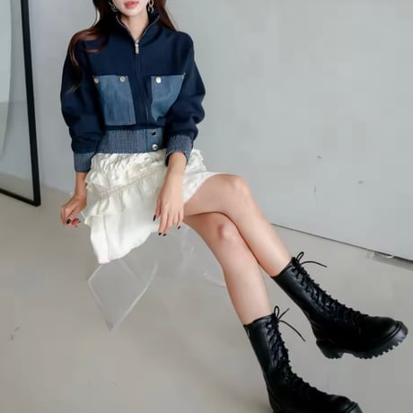 ショートジッパーデニムジャケット