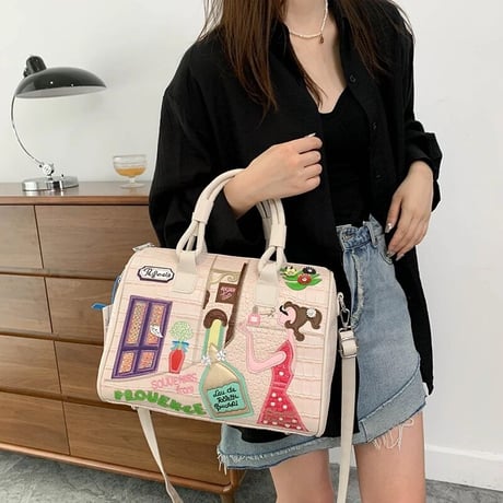 カラフルステッチ クロコデザインバッグ 6色展開