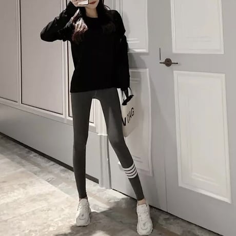 裏起毛 サイドボーダーレギンス 3色展開