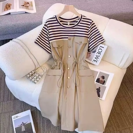 ボーダーカシュクールワンピース 2色展開