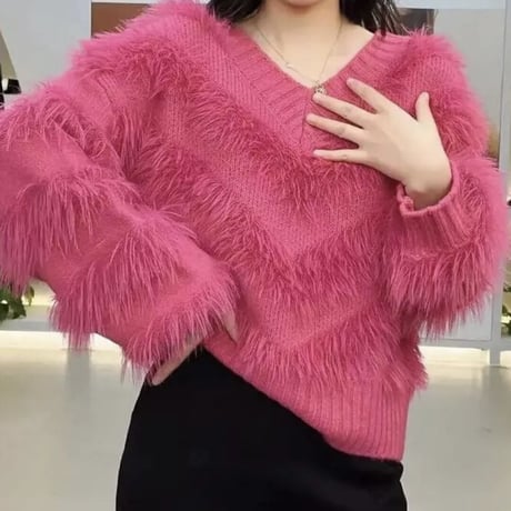 モヘアVデザイン ボリュームニット 4色展開