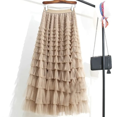 ロングチュールスカート 12色展開