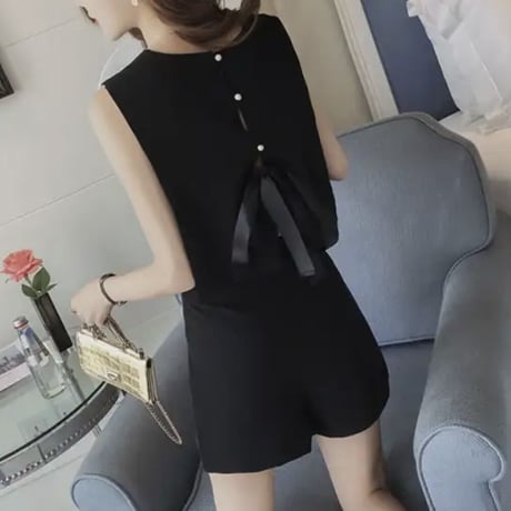 バックリボン ノースリーブセットアップ 2色展開