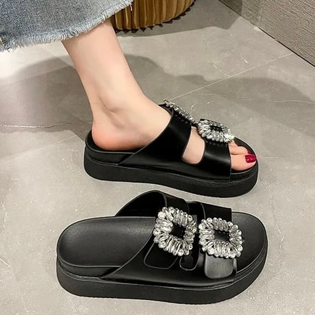 ダブルビジュー フラットサンダル 2色展開