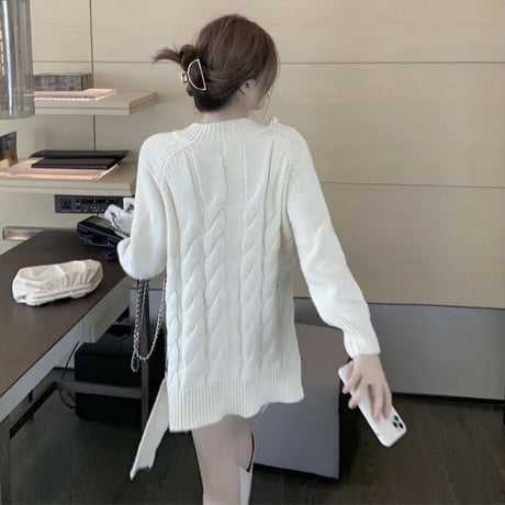 サイドパール ツイストニット 2色展開