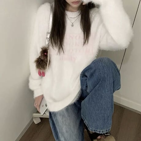 ミンクファー メッセージニット 2色展開