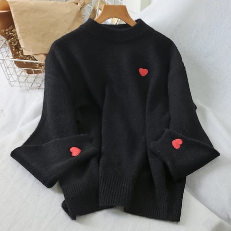 【進撃のノア様着用♡】【Red即納】ハートステッチニット 7色展開