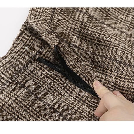 ハイウエストチェック ワイドパンツ