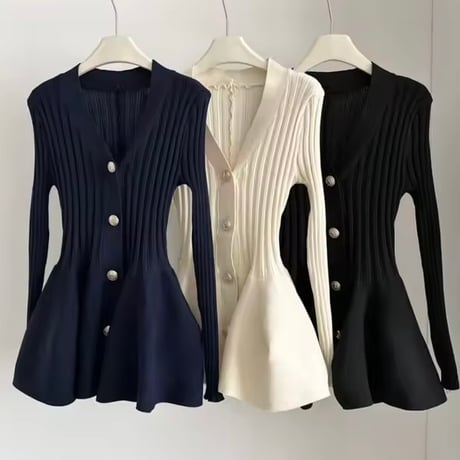 美ラインリブカーディガン 3色展開
