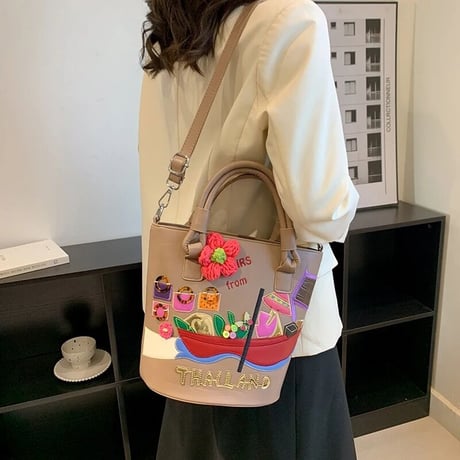 カラフルステッチ バケットバッグ 5色展開