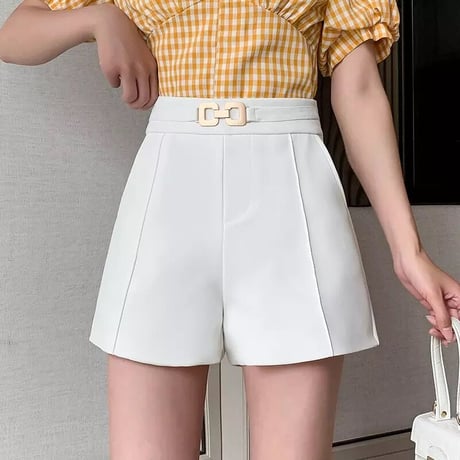 【Beigh Sサイズ即納】ゴールドモチーフ ハイウエストショートパンツ 3色展開