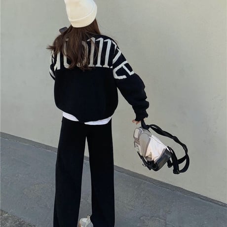 バックロゴ ニットセットアップ 2色展開