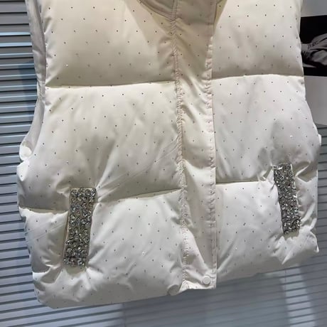 ビジューストーンダウンベスト 2色展開