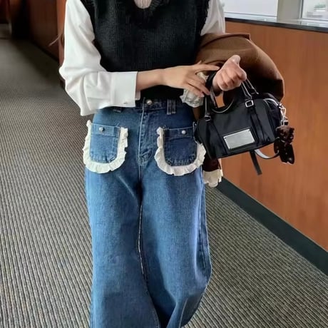 レースポケットデニムパンツ