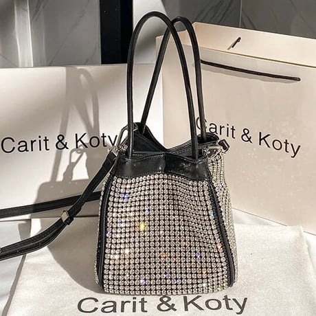 クリスタルストーン バケットバッグ 2色展開