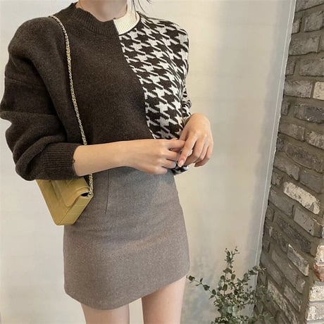 ハーフ千鳥デザイン ニット 2色展開
