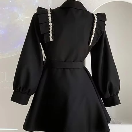 【ロング丈.ショート丈】ビーズフリルコート
