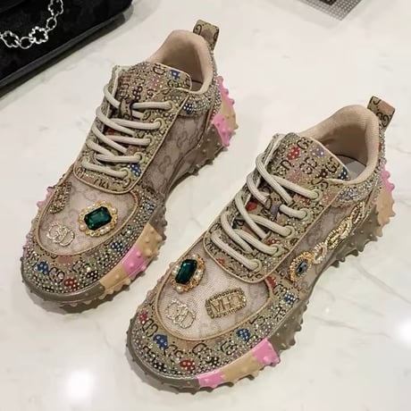 カラーソール ビジューパールスニーカー 3色展開