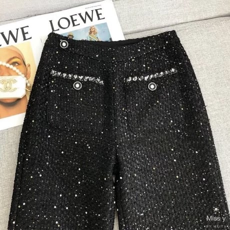ステッチツイード ワイドパンツ