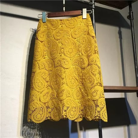 ペイズリーレース ペンシルスカート 2色展開