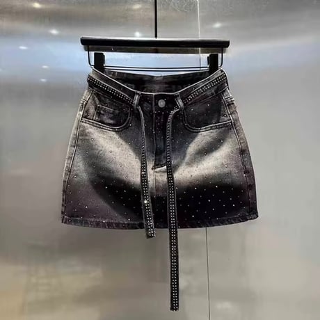 ラインストーンデニムペンシルスカート 2色展開