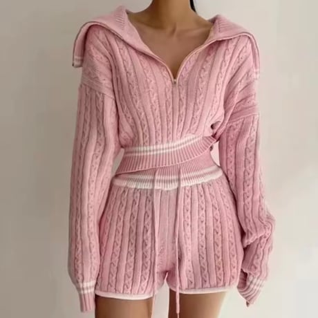 ケーブルニットセットアップ 3色展開