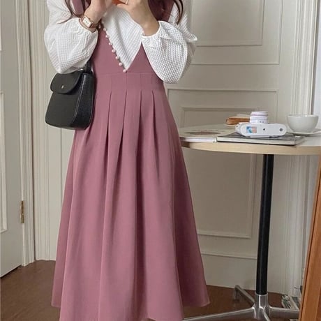 サイドパールライン ワンピース 2色展開