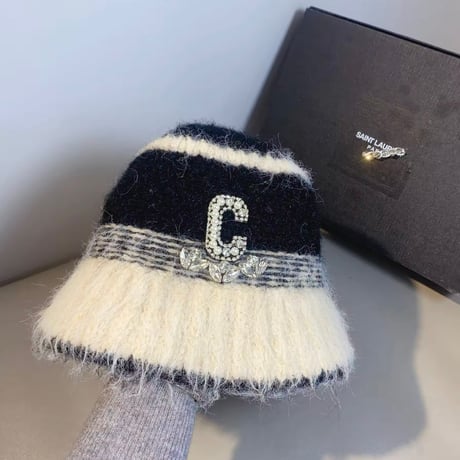 ビジューモチーフウールバケットハット 4色展開