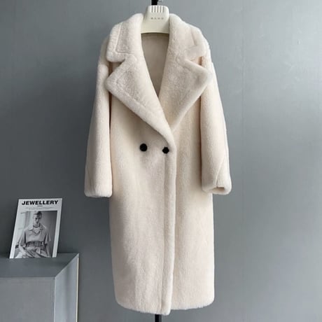 アルパカボア テディロングコート 6色展開