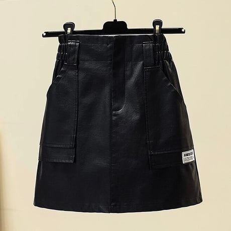 タグパッチワーク レザースカート 3色展開