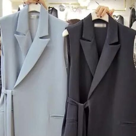 プリーツヘム ロングベスト 2色展開