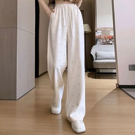 ビジュー スウェットパンツ 2色展開