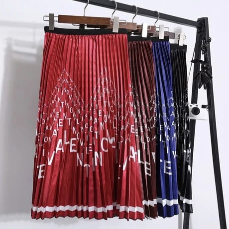 レタリングライン プリーツスカート 4色展開