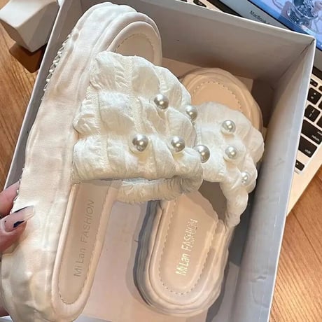 パールワッフル ウェーブソールサンダル 3色展開