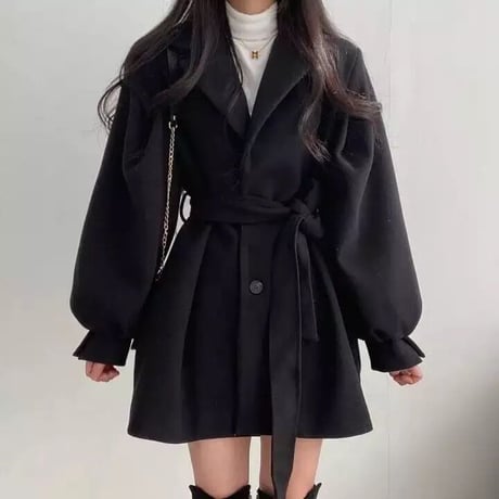 バルーンスリーブ ウールトレンチコート 2色展開