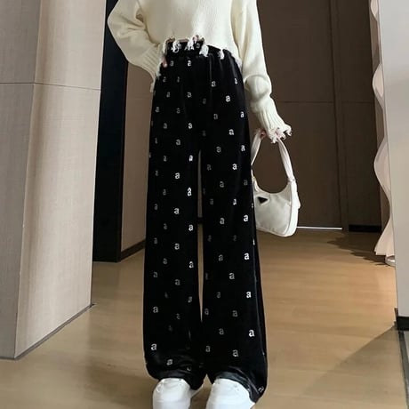 シルバーラメデザイン ベロアパンツ