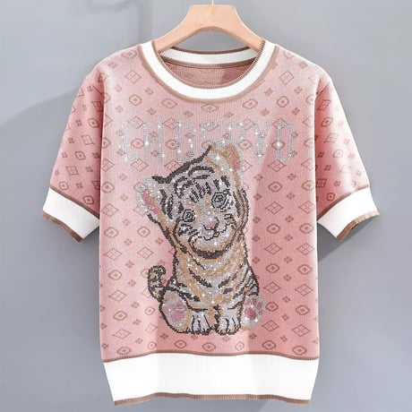 クリスタルストーン タイガーサマーニット 2色展開