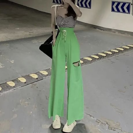 カットアウト ハイウエストスウェットパンツ 4色展開