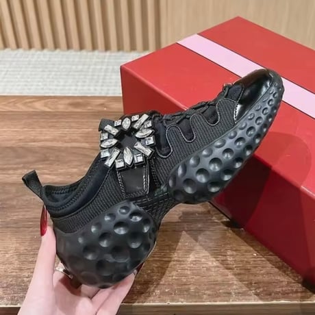 ビジューベルトレースアップスニーカー 2色展開