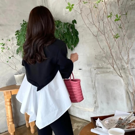 ヘムブラウス カットスウェットトップス 2色展開