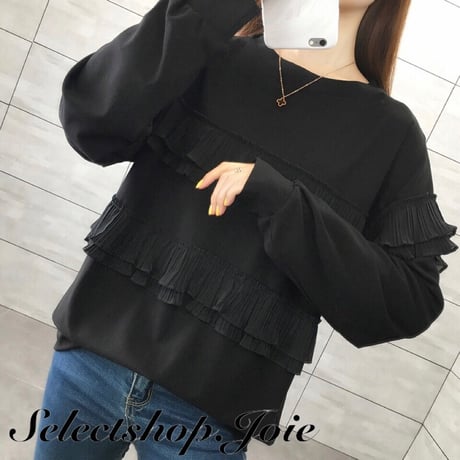 プリーツシフォン スウェットトップス 2色展開