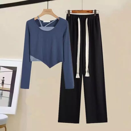 アンサンブルトップス パンツセットアップ 4色展開