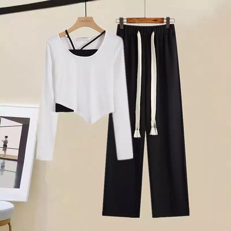 アンサンブルトップス パンツセットアップ 4色展開